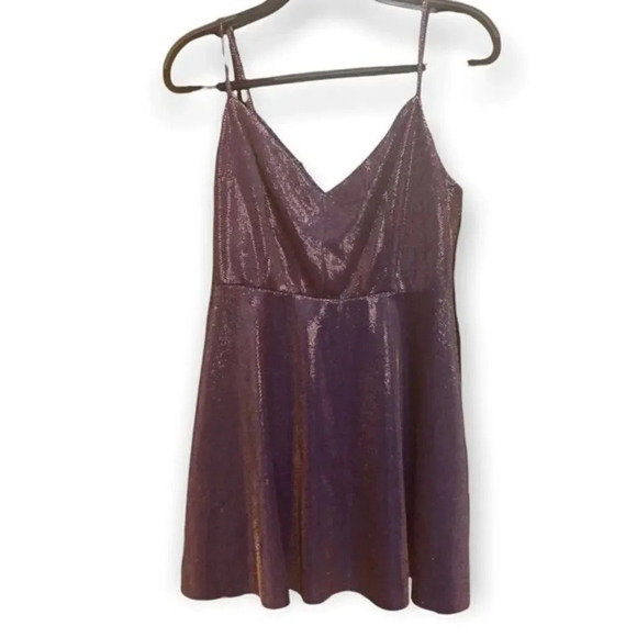 URBAN OUTFITTERS Blue Gold Shifting Mini Dress Medium NWT - Picture 1 of 10